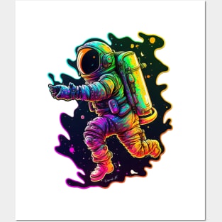 Colorful Astronaut in Space 3D Sticker #12 Posters and Art